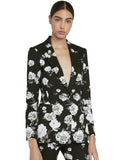 MACEY FLORAL PRINTED  BLAZER - SPRING SHOWER BLACK