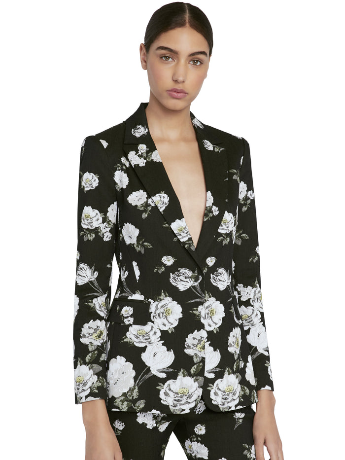 MACEY FLORAL PRINTED  BLAZER - SPRING SHOWER BLACK