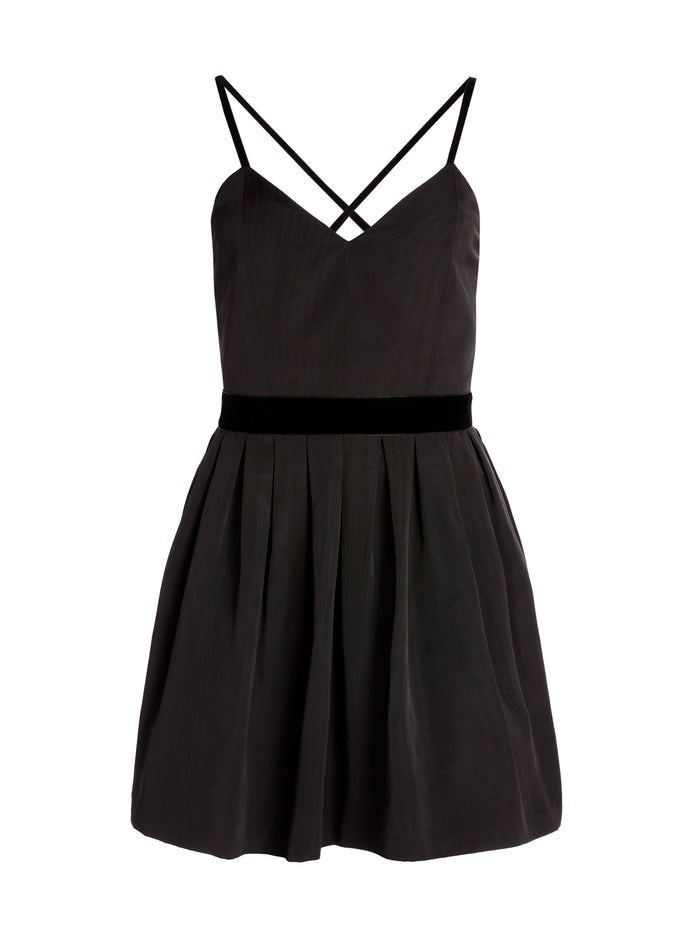 MADISON PLEATED MINI DRESS - BLACK