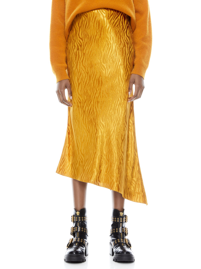 MAEVE ASYMMETRICAL SLIP SKIRT - AUTUMN GOLD