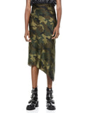 MAEVE CAMO ASYMMETRICAL SLIP SKIRT - CAMO GIRL