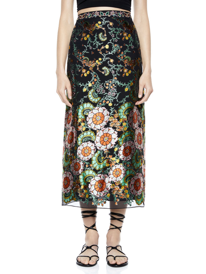 MAEVE EMBROIDERED MIDI SLIP SKIRT