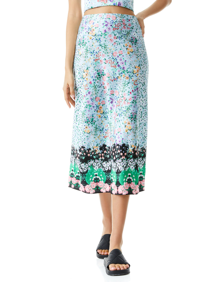 MAEVE FLORAL MIDI SLIP SKIRT - COASTAL GARDENS MULTI