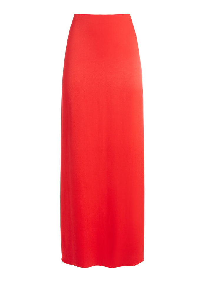 MAEVE SLIP MAXI SKIRT WITH SLIT - BRIGHT POPPY