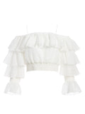MANDARA RUFFLE CROP TOP - OFF WHITE