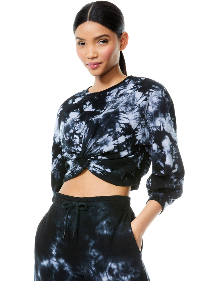MARCELLE TIE DYE TOP - NAVY/BLACK