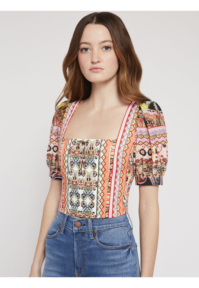 MARGARITE PUFF SLEEVE CROP TOP - EUPHORIA MULTI/COMBO