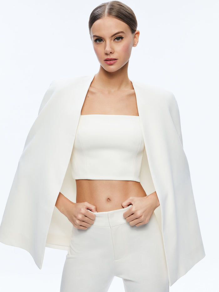 MARICA SQUARE NECK CAPE TOP - ECRU
