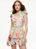 MARISKA RUFFLE SKORT ROMPER - DAWN FLORAL