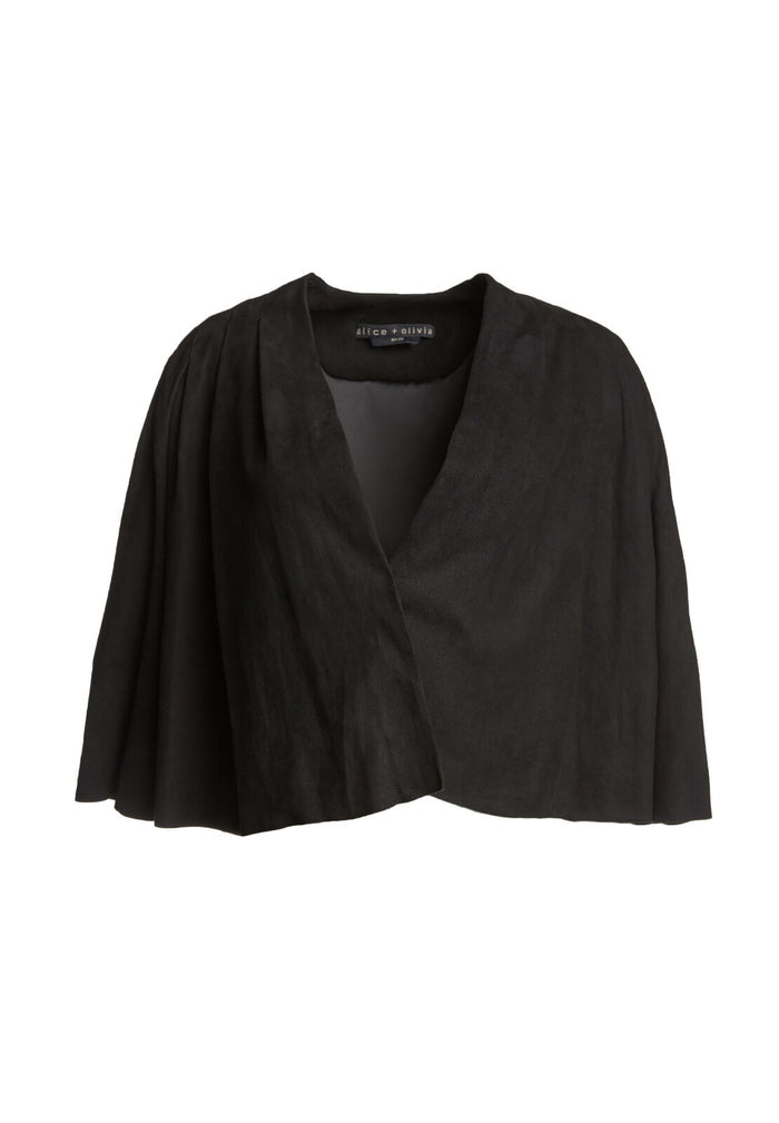 MARJORY SUEDE PLEATED SLV JKT - BLACK