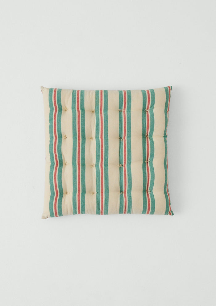 Market Stripe Hand Woven Seat Pad | Basil/Poppy