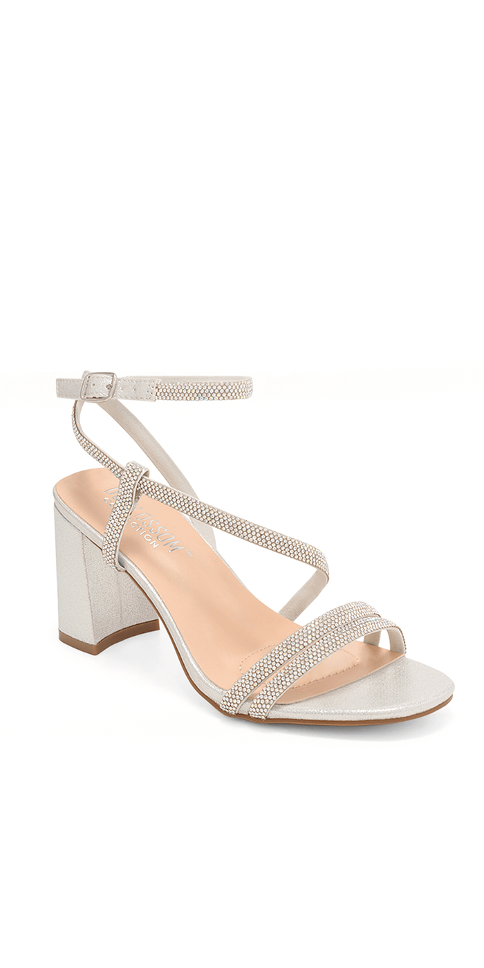 Mars 17 Mid Heel Rhinestone Ankle Strap Sandal - Camille La Vie