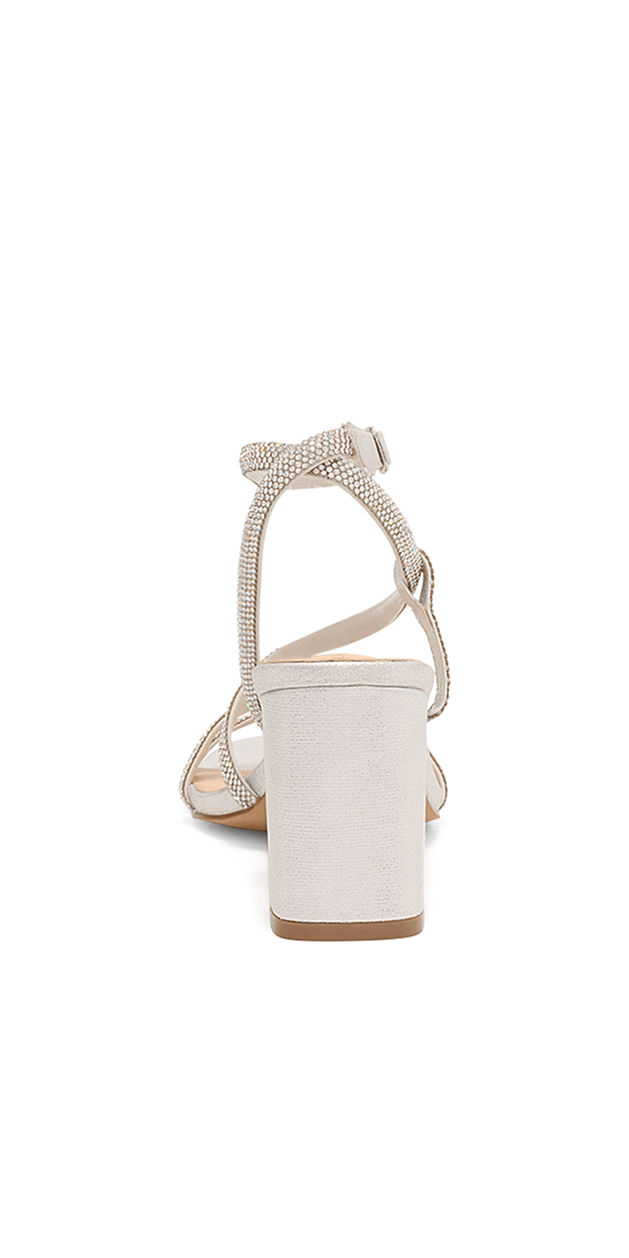 Mars 17 Mid Heel Rhinestone Ankle Strap Sandal - Camille La Vie