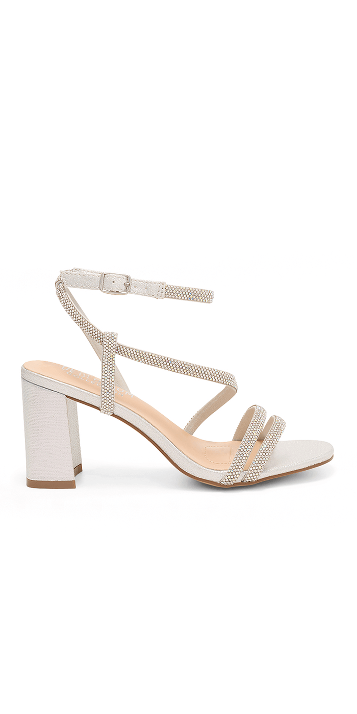 Mars 17 Mid Heel Rhinestone Ankle Strap Sandal - Camille La Vie