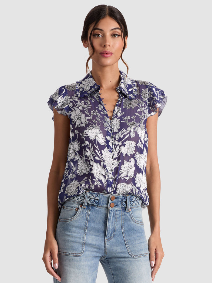 MARTEL BLOUSE - BLOOMING WILD INDIGO