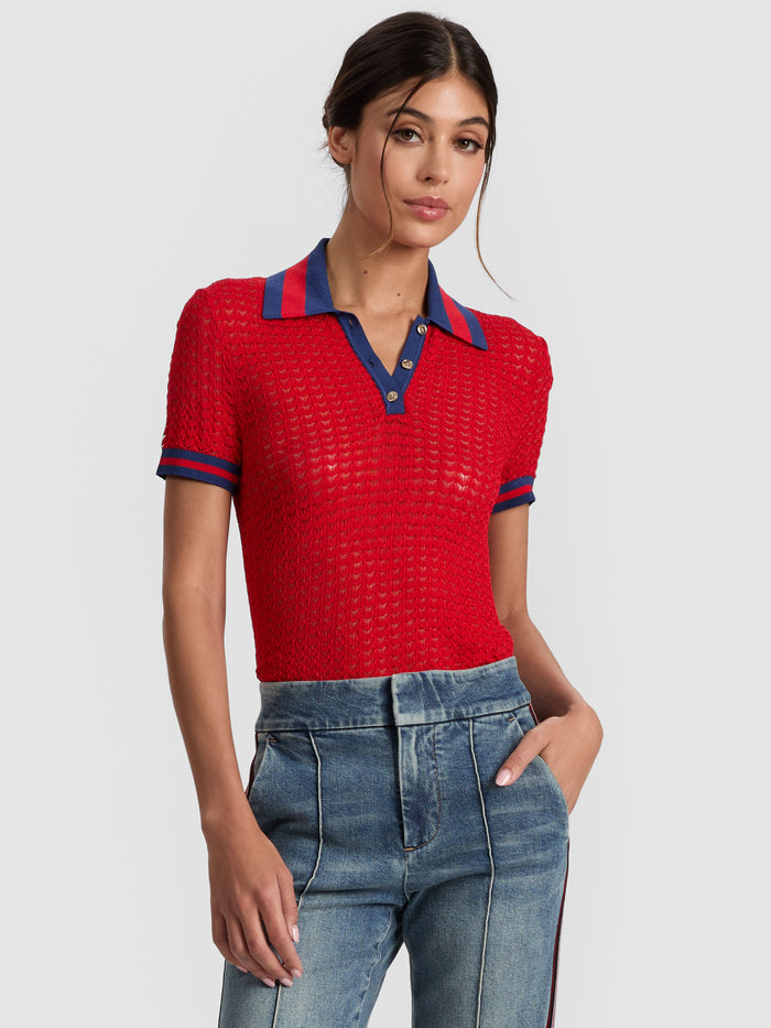 MARTHA POINTELLE POLO - BRIGHT RUBY/INDIGO