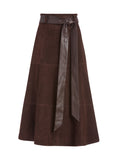 MARTINE SUEDE MIDI SKIRT - CHOCOLATE