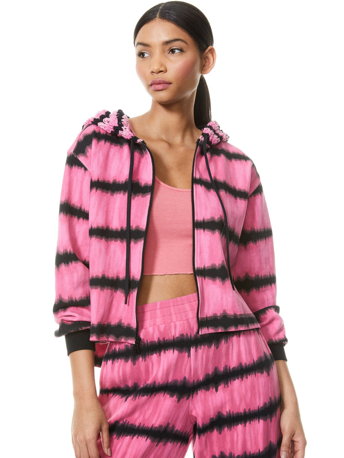 MARYJANE CROCHET TIE DYE HOODIE - WASHED TIE DYE PINK