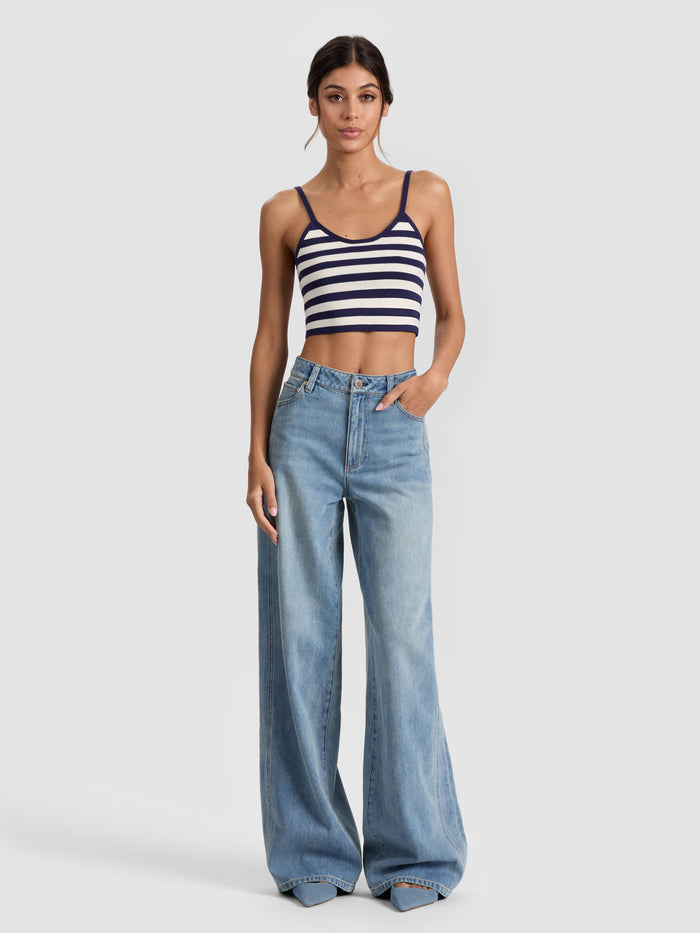 MAUDE STRIPED BRALETTE - INDIGO/SOFT WHITE