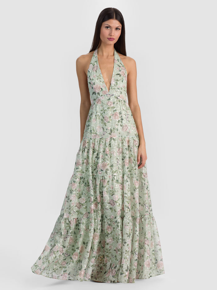 MAURA TIERED MAXI DRESS - GARDEN GOSSIP LIGHT SAGE