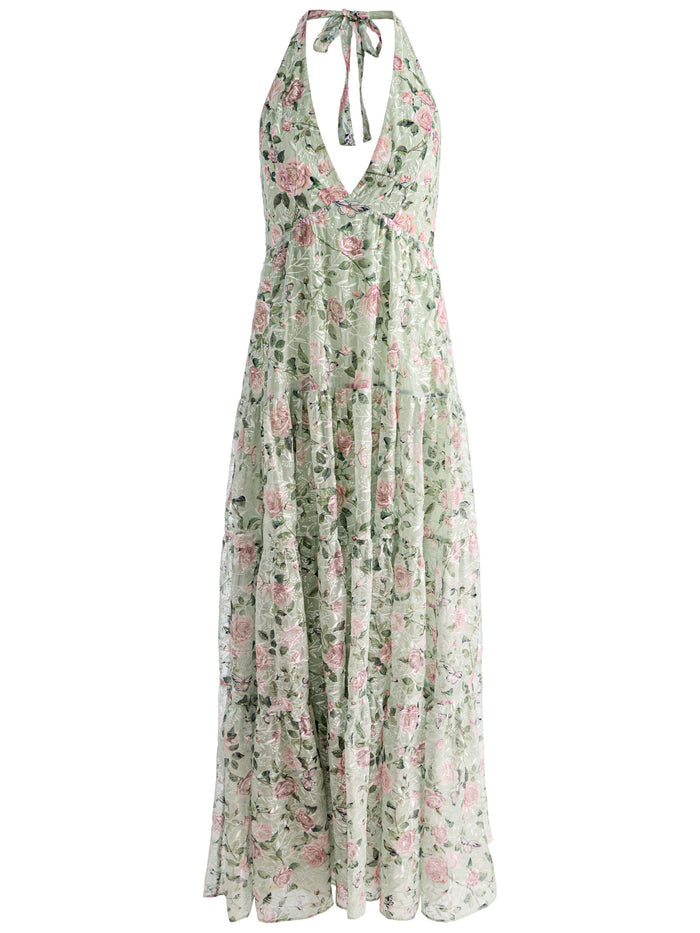 MAURA TIERED MAXI DRESS - GARDEN GOSSIP LIGHT SAGE