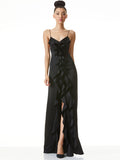 MAYER RUFFLE FRONT MAXI DRESS - BLACK