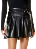 MAZEN VEGAN LEATHER MINI SKIRT - BLACK