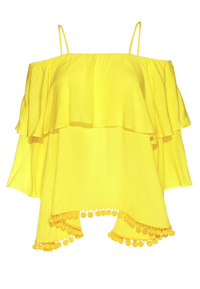 MEAGAN OFFSHLDR DBLLYR TP STRP - LEMON