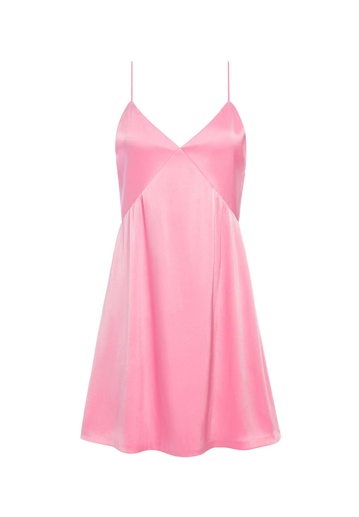MELINDA SEAMED SLIP MINI DRESS - ELECTRIC PINK