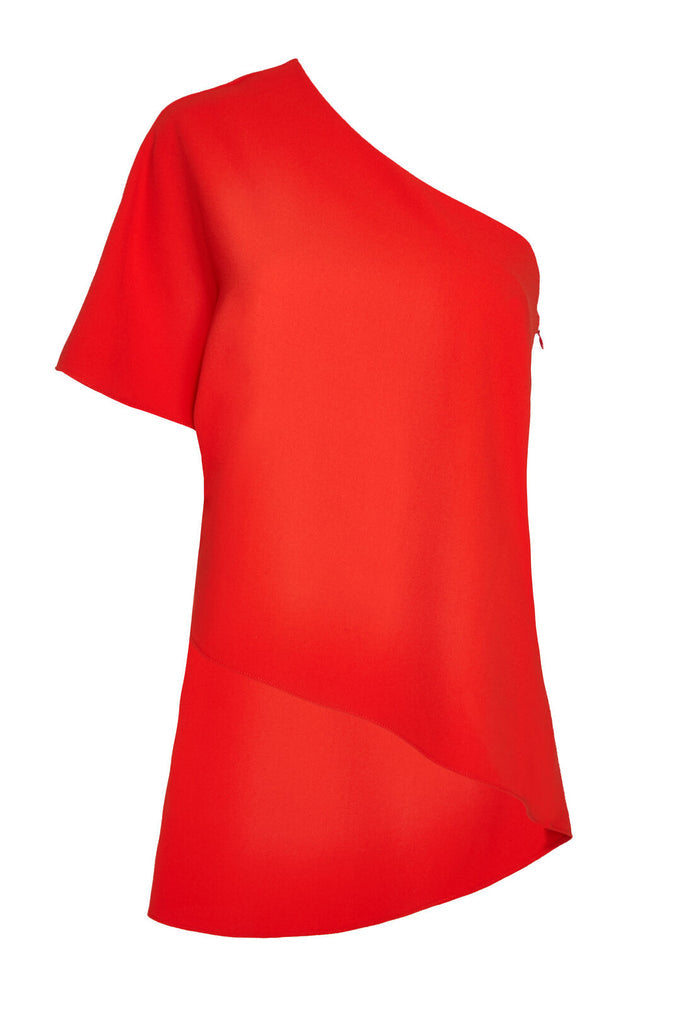 MELLIE ONE SHLDR DRAPE TOP - POPPY