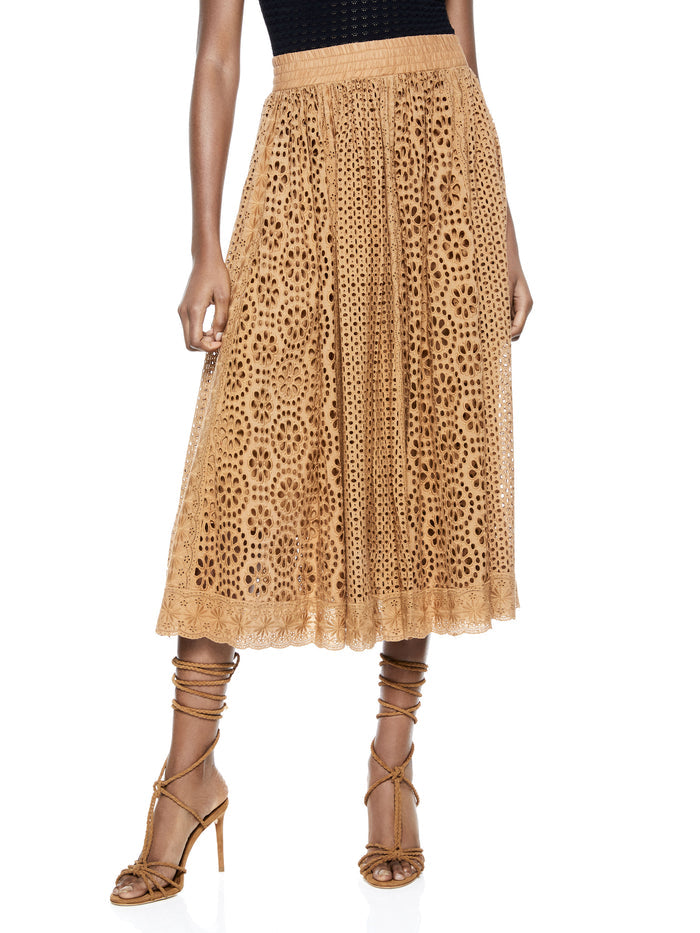 MELONY DEEP PLEATED MIDI SKIRT