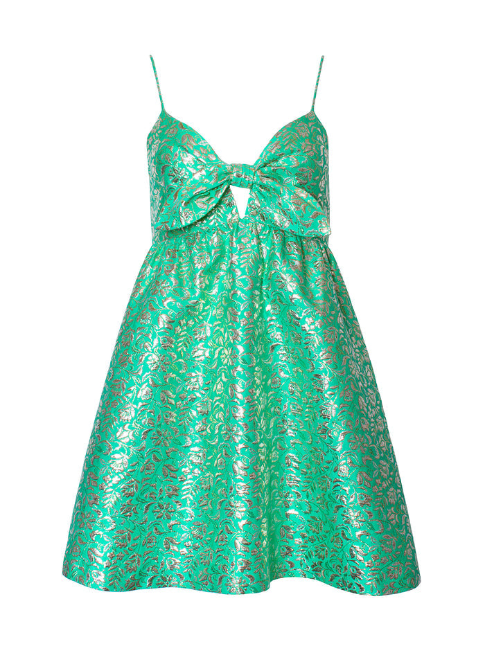 MELVINA GATHERED BABY DOLL DRESS - JADE MULTI