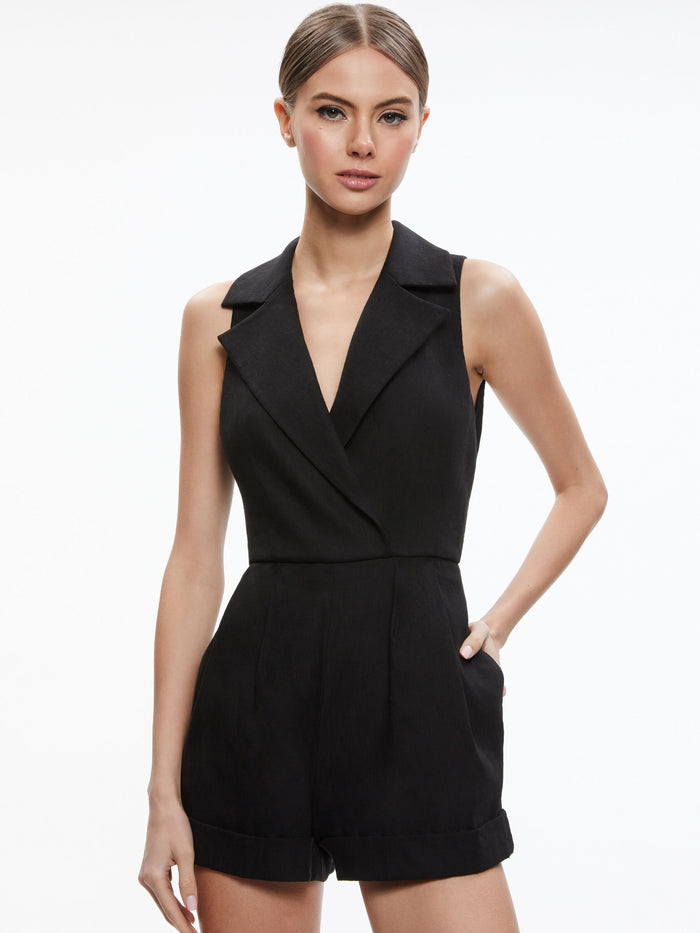 MERITT DOUBLE BREASTED TUXEDO ROMPER - CHILI PEPPER