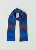 Micro Cable Striped Wool Scarf | Cobalt/Prune