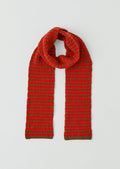 Micro Cable Striped Wool Scarf | Red/Pecan