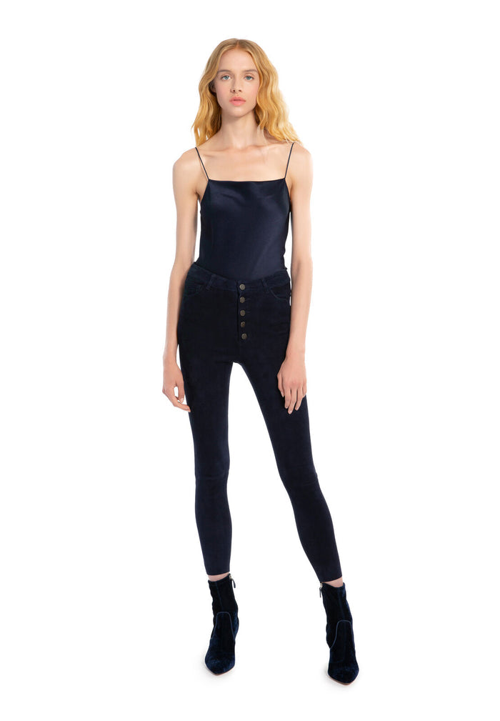 MIKAH HIGH RISE SUEDE PANT - NAVY