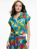 MILANO SHORT SLEEVE WORK SHIRT - TROPICAL SUNRISE SAPPHIRE