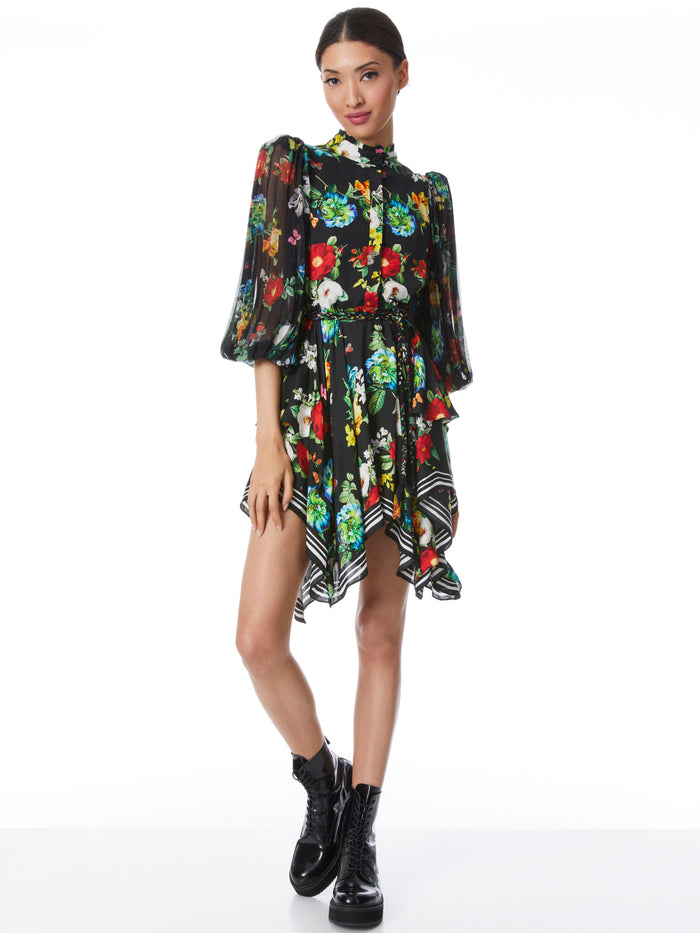 MILDA BUTTON FRONT BELTED MINI DRESS - ATRIUM FLORAL SM