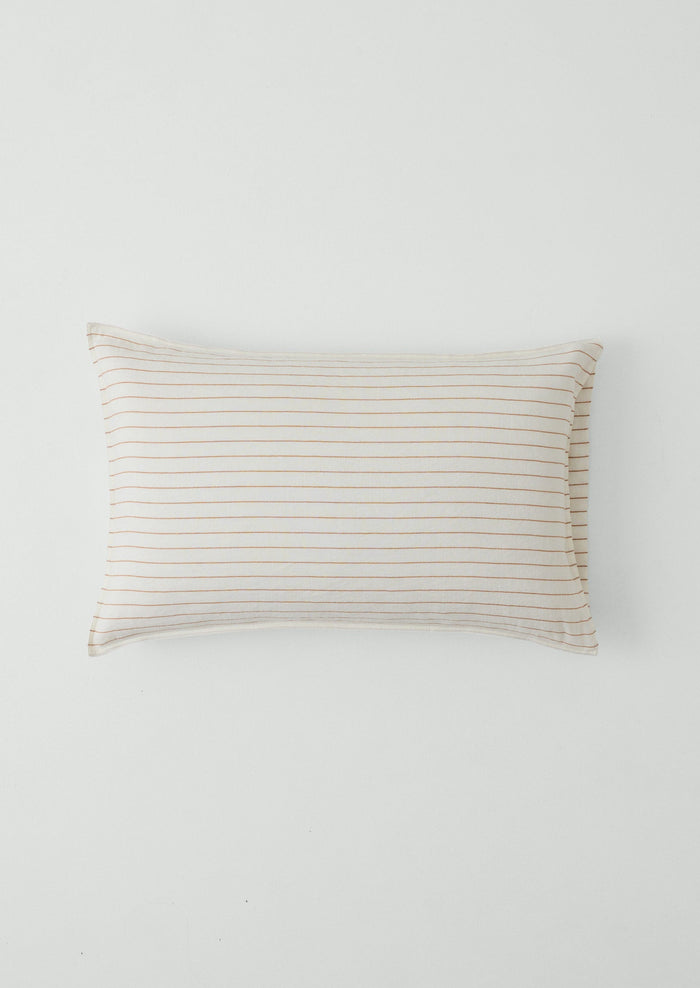 Mina Stripe Linen Cotton Pillowcase Set | Ivory/Caramel