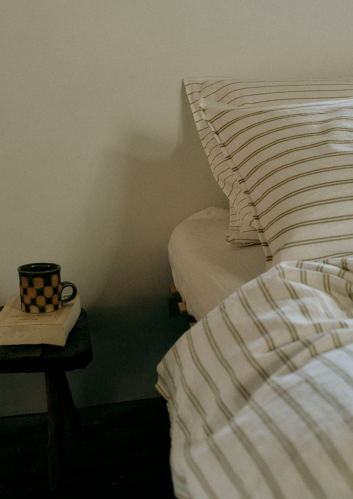 Mina Stripe Linen Cotton Pillowcase Set | Ivory/Caramel