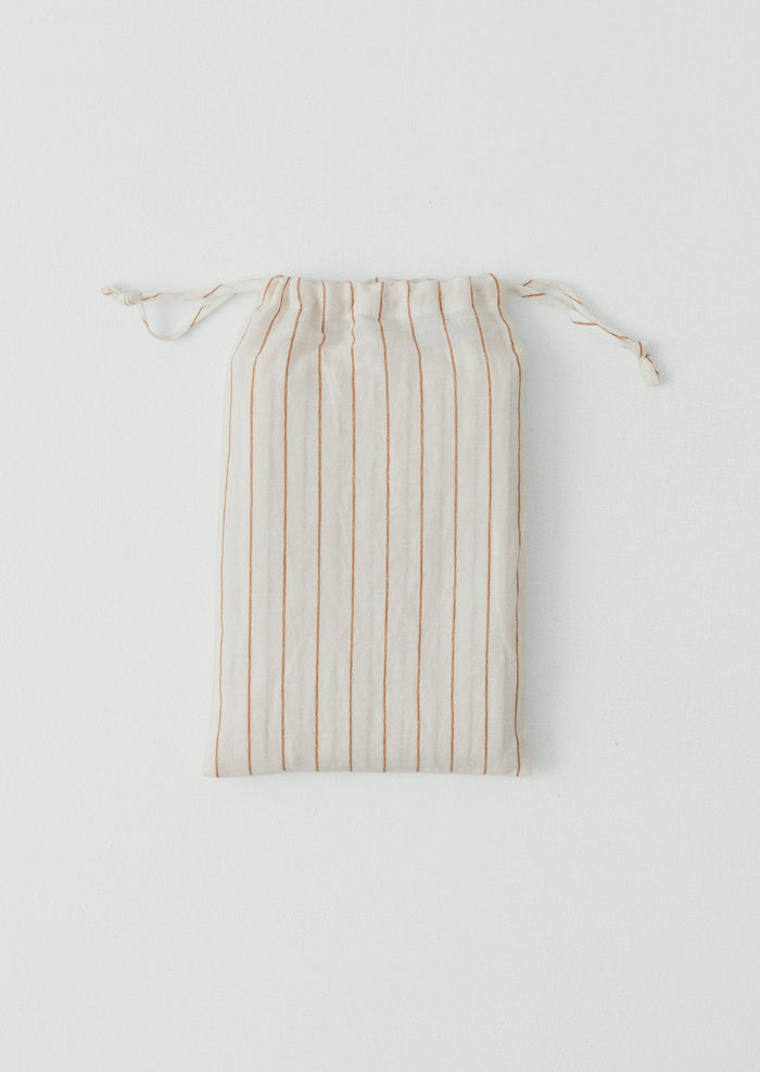 Mina Stripe Linen Cotton Pillowcase Set | Ivory/Caramel