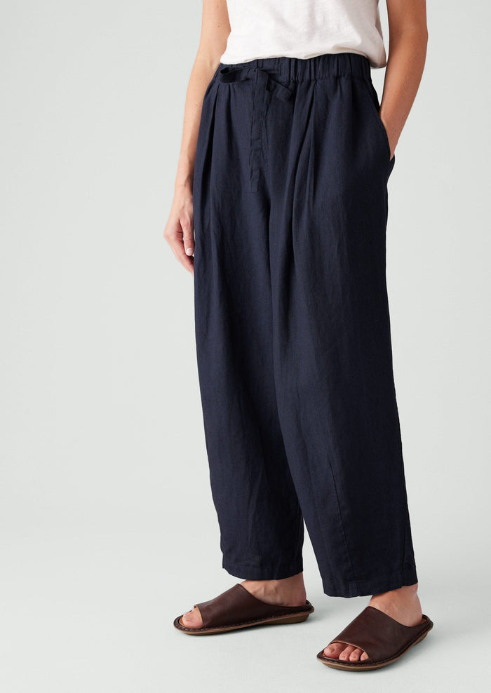 Minako Garment Dyed Linen Pants | Midnight