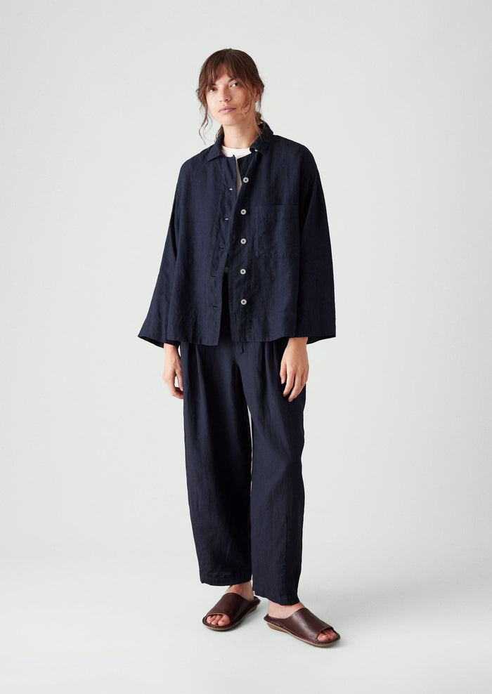 Minako Garment Dyed Linen Pants | Midnight
