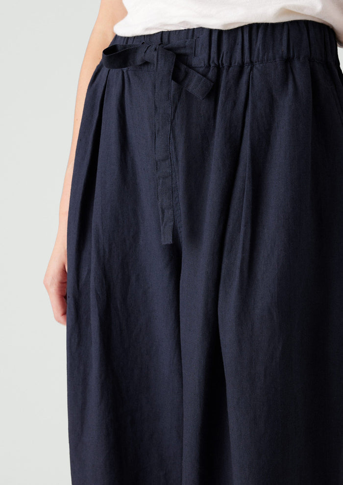 Minako Garment Dyed Linen Pants | Midnight