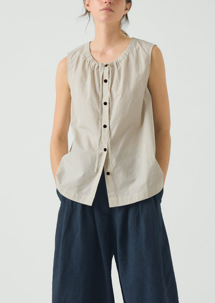 Mini Stripe Cotton Top | Sunwashed Blue