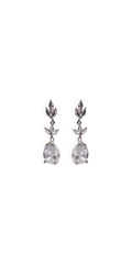 silver/one size/ Camille La Vie/Mini Triple Leaf Teardrop Earrings/front