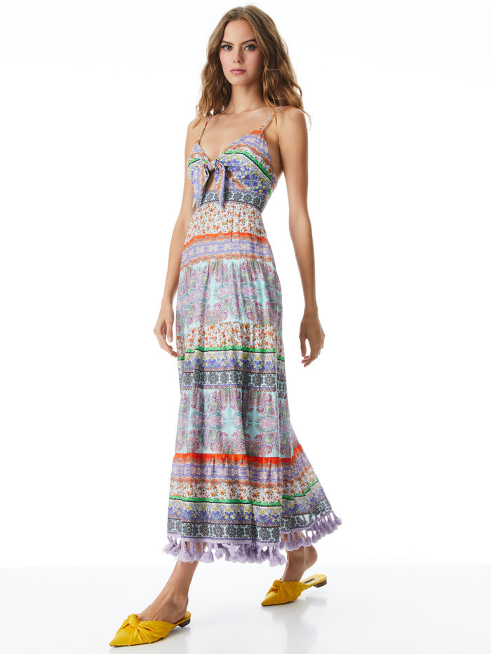 MINKA TIE FRONT MAXI DRESS - RITZY/MULTI