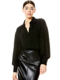 MITCHELL OPEN BACK BLOUSE - BLACK