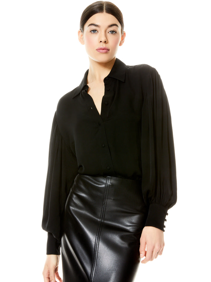 MITCHELL OPEN BACK BLOUSE - BLACK