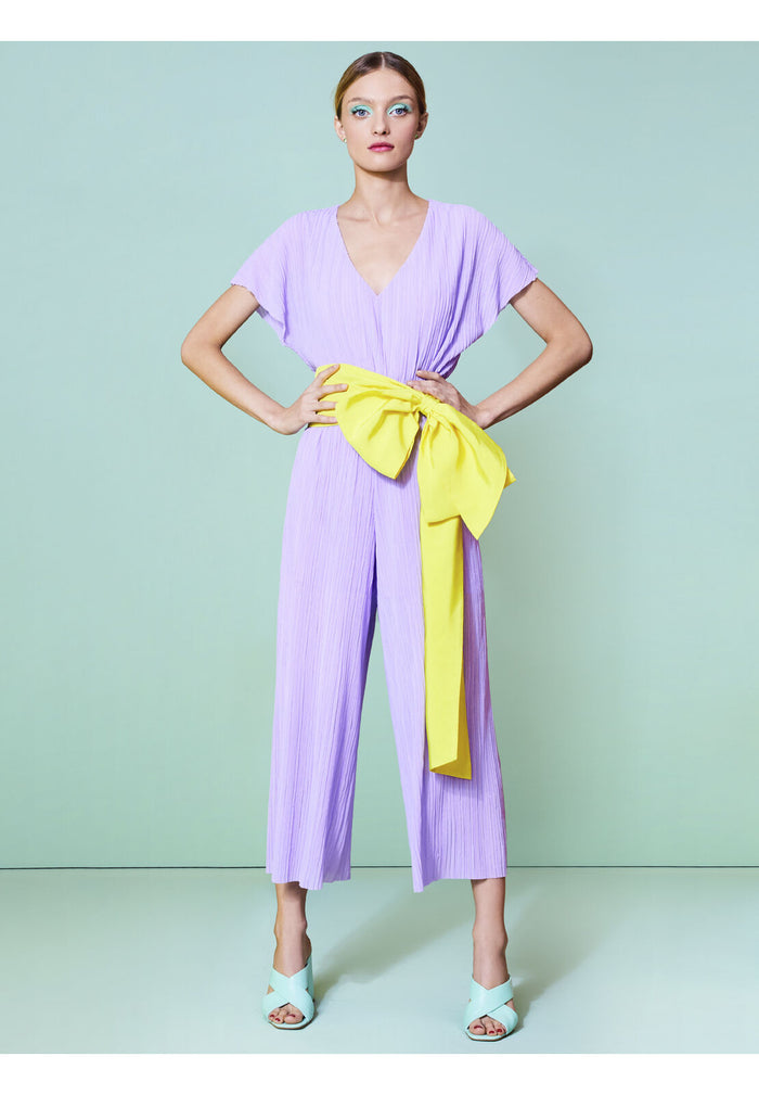 MITSUE V-NECK GAUCHO JUMPSUIT - LAVENDER